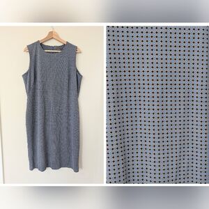 J.Mclaughlin  Blue Tan Geometric Knit Sheath Dress Office Preppy